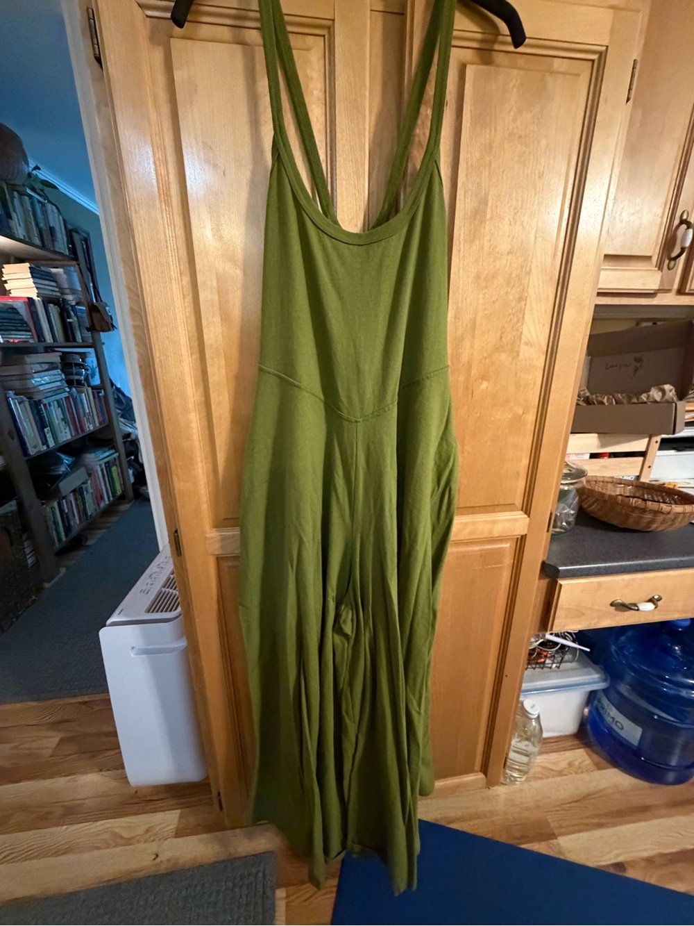 Free People Olive Green Wide-Leg Strappy Jumpsuit